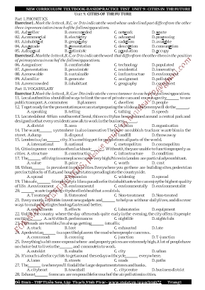 Bài tập Tiếng Anh cho học sinh Lớp 11 - Unit 9 Cities of the future - Đỗ Bình